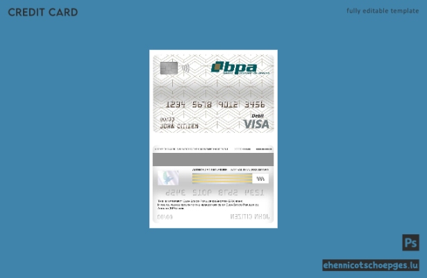Mustervorschau einer Visa-Debitkarte der Cuba Banco Popular de Ahorro (BPA).